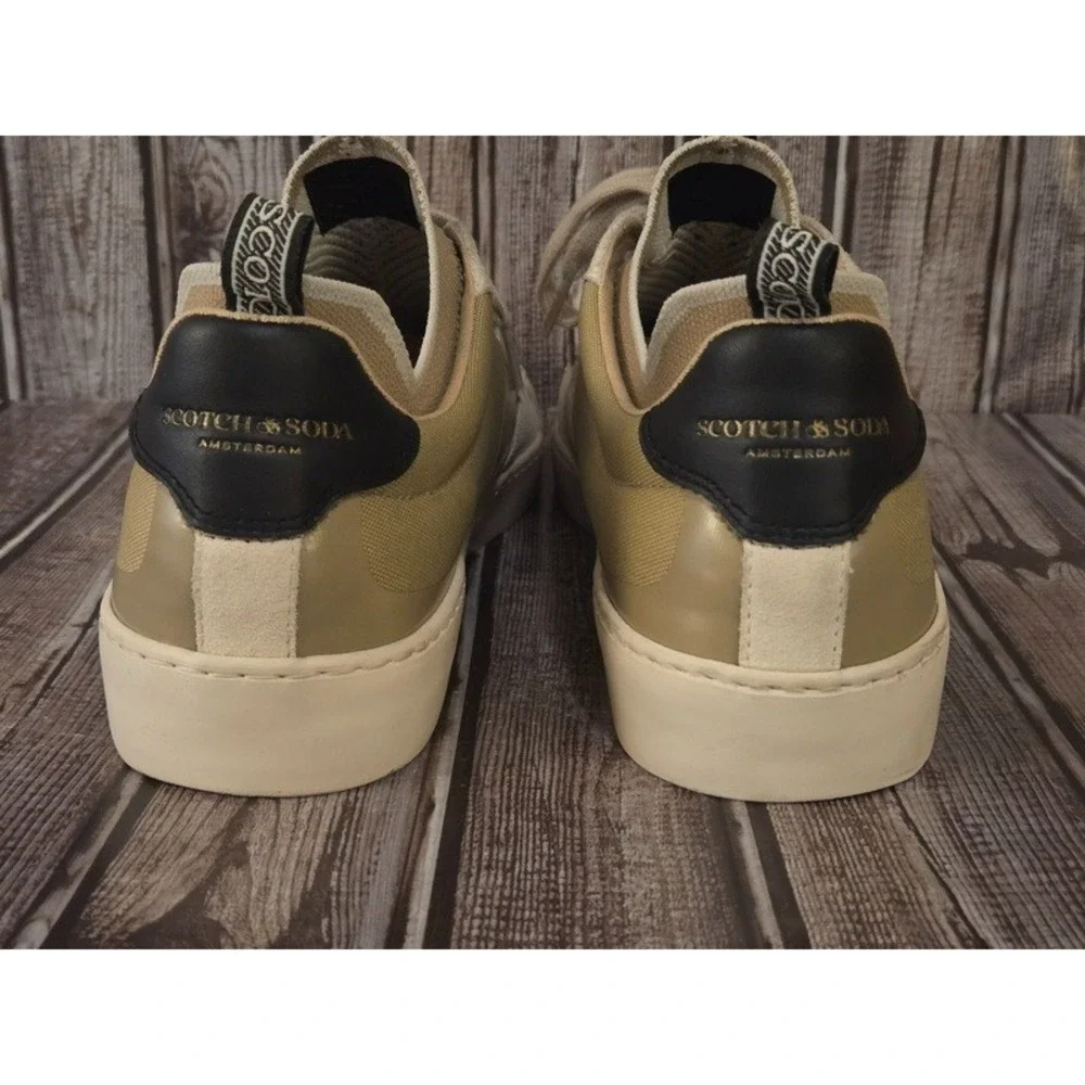 Sz 12 /‎ 46 Men's Scotch & Soda Plakka Multi Sand Olive Leather Shoes Sneakers